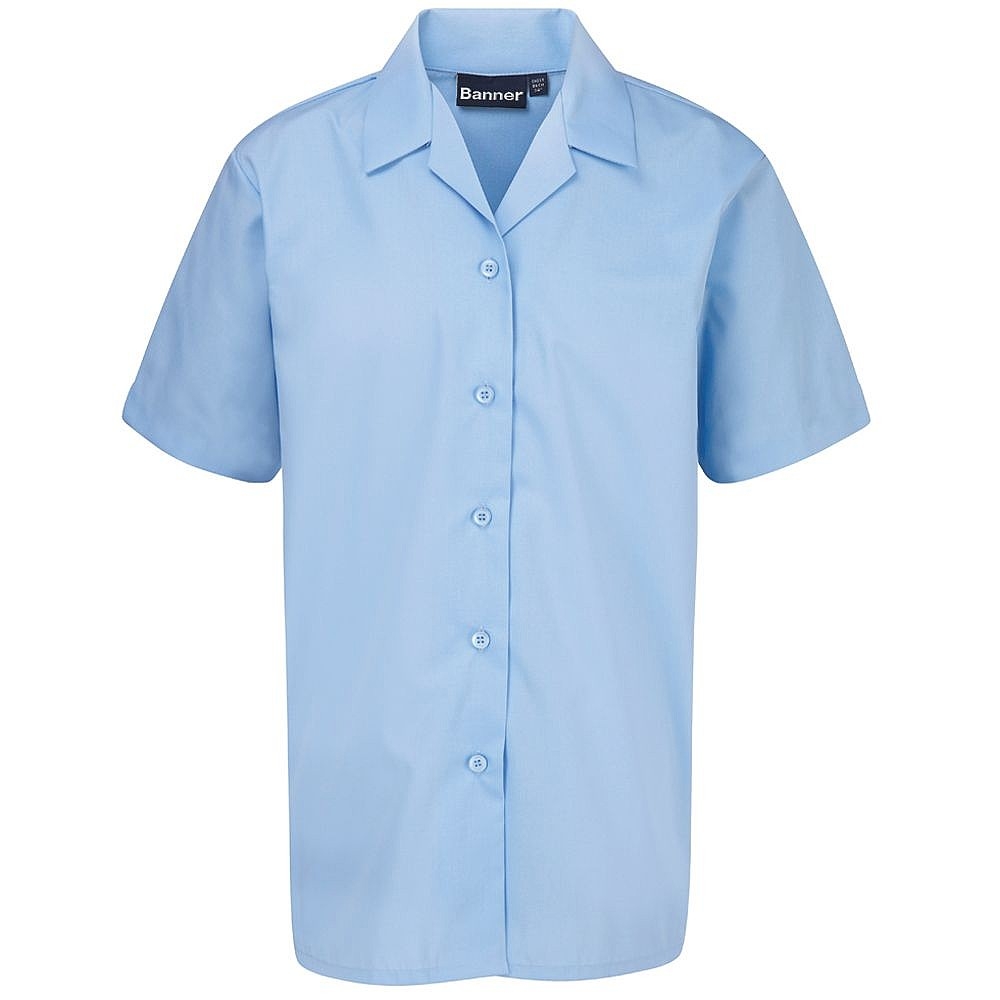 Girls Short Sleeve NON IRON Revere Collar Blouse Twin Pack - Image 4